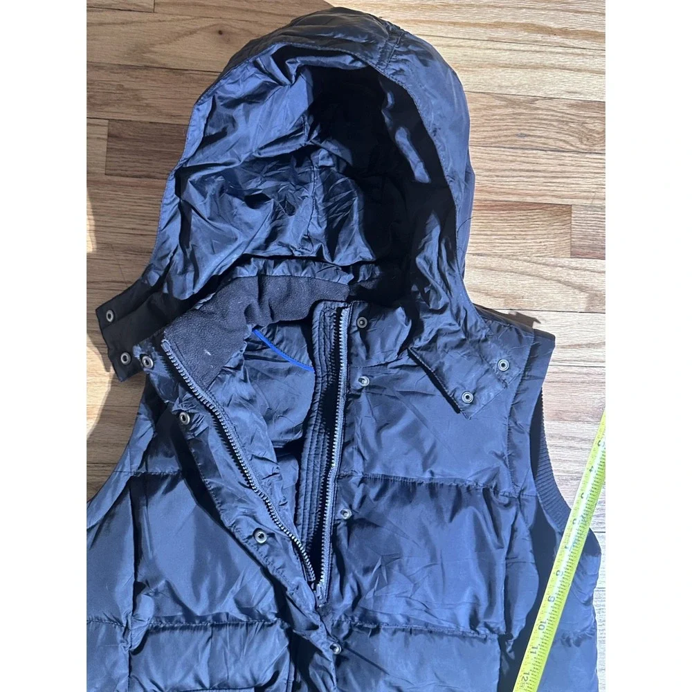Vintage GAP Black Down Puffer Vest Detachable Hood  Heavyweight Insulated Size L